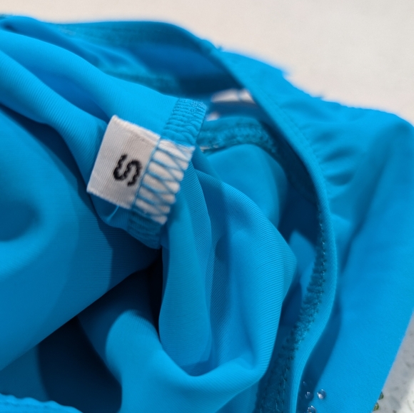 NEW $79 Destira TEAM Competition Gymnastics Leotard SCRUNCHIE Seattle Teal SMALL - Picture 5 of 5